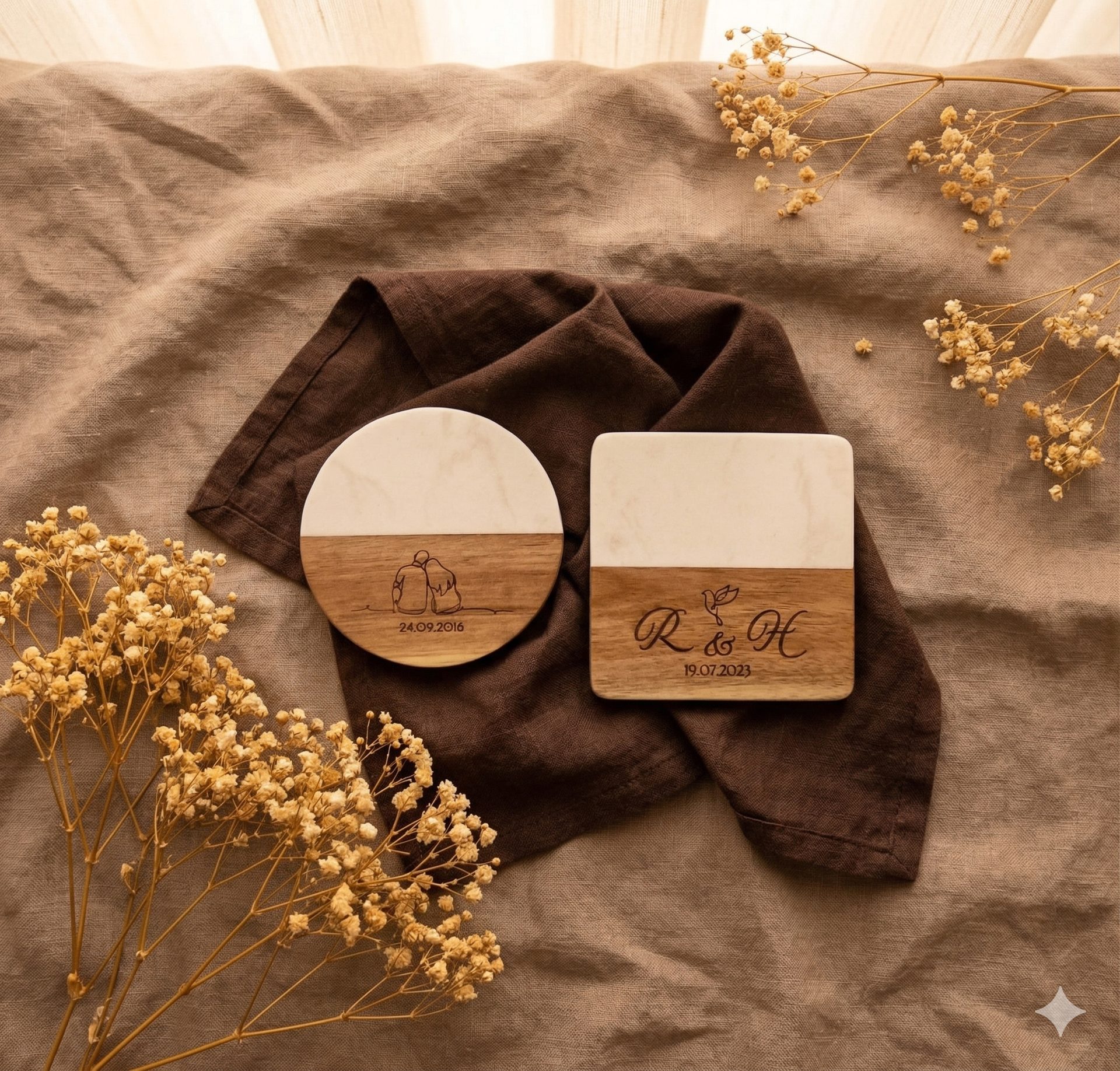 Dessous de verre marbre blanc